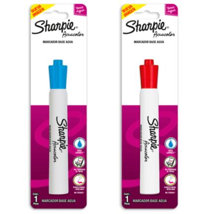 [2184199] Marcador Acuacolor Sharpie Blister 1CT Color Rojo-Azul