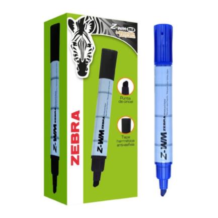 [4009-01 (12PZ)] Marcador Zebra para Pizarrón Blanco Z-WM Bold Color Azul C/12 Pzas
