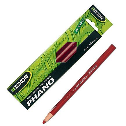 [2086] Marcador de Cera Dixon Phano Rojo Caja c/10 piezas