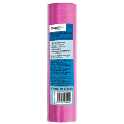 [ET2212R] Etiqueta Rosa Barrilito Precio 22x12mm Rollo C/550 Etiquetas