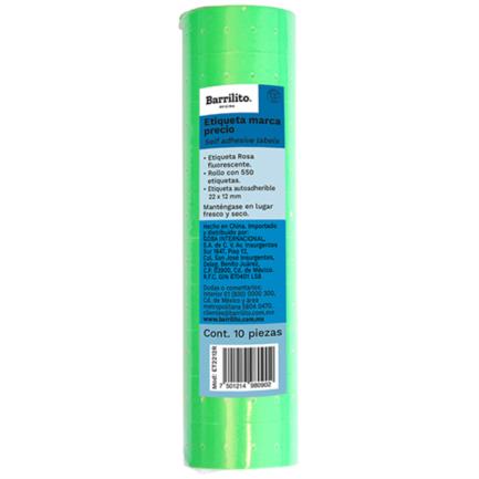 [ET2212V] Etiqueta Verde Barrilito Precio 22x12mm Rollo C/550 Etiquetas