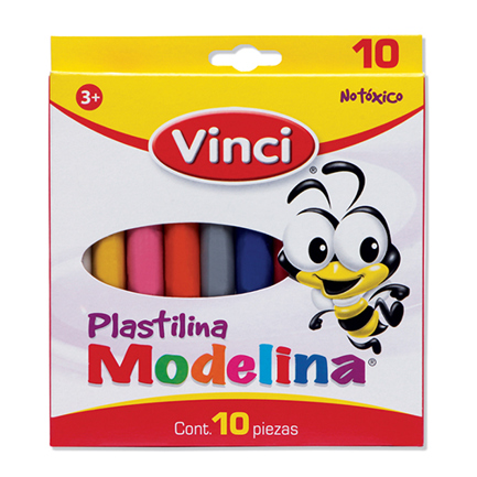 [2358] Plastilina Modelina Vinci Caja con 10 Barritas de Colores Surtidos