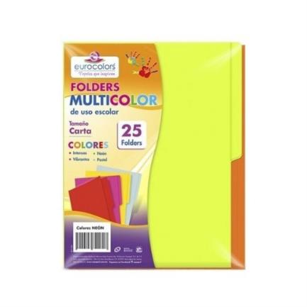 [PU0003] Folder Eurocolors Multicolor Arcoíris Neón C/25 Pzas