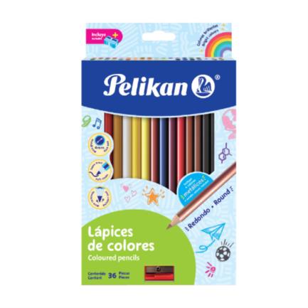 [30330302] Colores Pelikan Largos Redondos 4mm C/36 Pzas