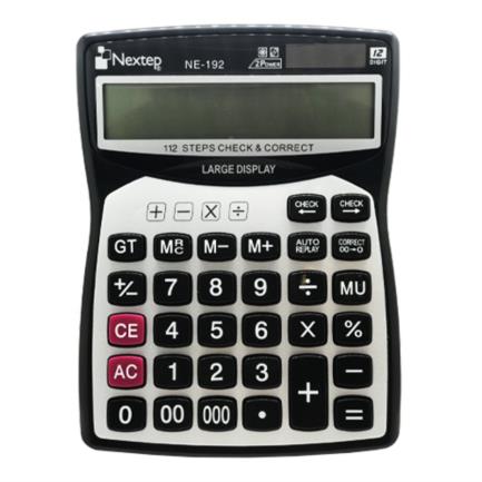 [NE-192] Calculadora Nextep 12 Dígitos Pantalla Grande Escritorio Cubierta Metálica Batería/Solar