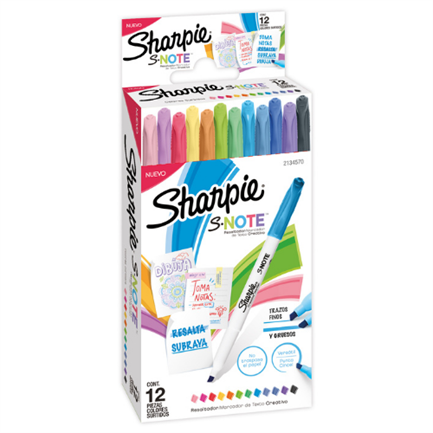 [2134570] Marcador Sharpie SNote Resaltador Colores Surtidos C/12 Pzas