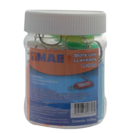 [M-141.0] Bote Mae con 24 Llaveros Colores Surtidos