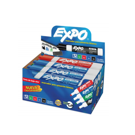 [2112228] Marcador Expo Básicos Punta Cincel Colores Surtidos C/12 Pzas