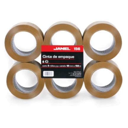 [1564815700] Cinta Janel 156 Empaque Canela 48mmx150m Paquete C/6