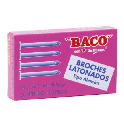 [BR016] Broche Latonado Baco Tipo Alemán No.6 a 31 mm C/100 Broches