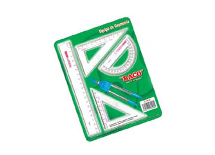 [ND-5010] Equipo Geometría BACO ND-5010 Chico C-106 con Regla de 20 cm