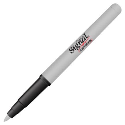 [30010] Marcador Permanente Signal Metalink Punta Bala Color Plateado C/12 Pzas