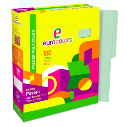[PU0035] Folder Mapasa Carta Multicolor Color Verde Pastel Pqte 100F