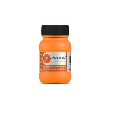 [11897] Pintura Acrilica Politec Naranja fluorescente 100ml. No 803 Caja c/6 piezas