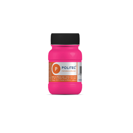 [11866] Pintura Acrilica Politec Magenta fluorescente 100ml. No 807 Caja c/6 piezas