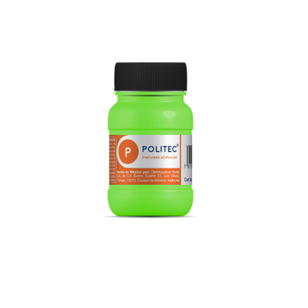 [11898] Pintura Acrilica Politec Verde fluorescente 100ml. No 805 Caja c/6 piezas