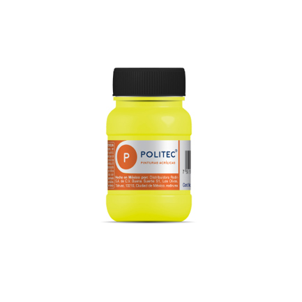 [11895] Pintura Acrilica Politec Amarillo fluorescente 100ml. No 801 Caja c/6 piezas