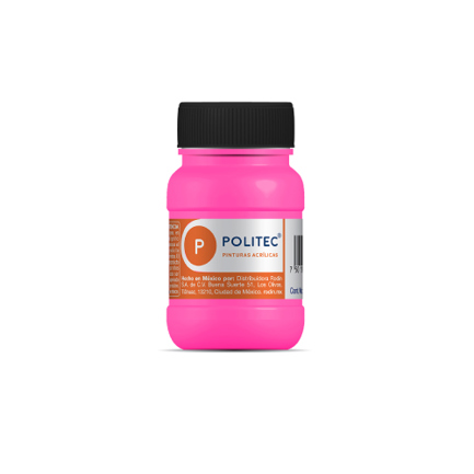 [11900] Pintura Acrilica Politec Rosa fluorescente 100ml No 806 Caja c/6 piezas