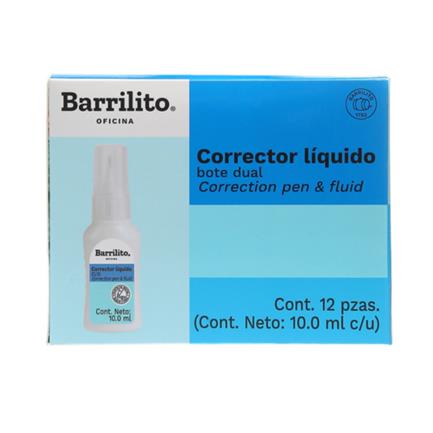 [CL10] Corrector Líquido Barrilito Dual Bote 10ml 1 Pza