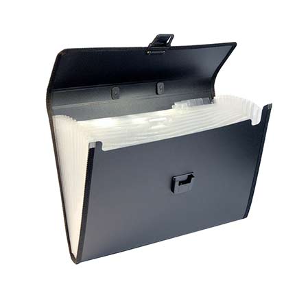 [CO-412] Portadocumentos Celica c/13 Compartimentos Oficio Negro