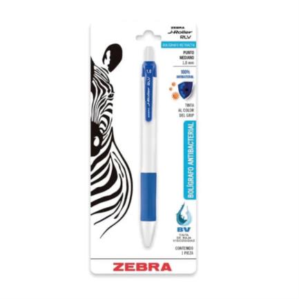 [701AZLMDC012] Bolígrafo Zebra Antimicrobial Retráctil J-Roller RLV Azul