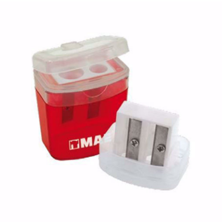 [SPD-2G] Sacapuntas Mae SPD-2G Doble Depósito con Tapa Caja C/24 Pzas