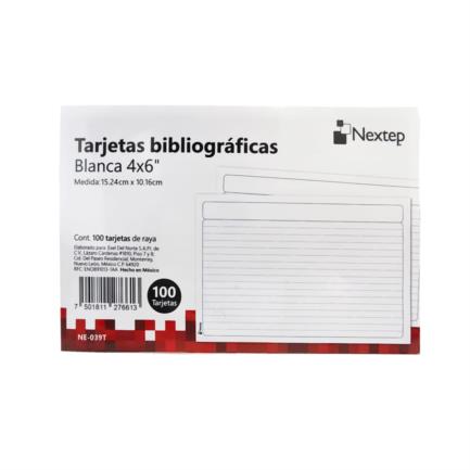 [NE-039T] Tarjeta Bibliografica Nextep Blanca 4"x6" C/100