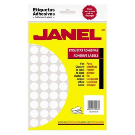 [1000013100] Etiquetas Adhesivas Janel Clásicas No. 9 00x13mm Color Blanco C/2520
