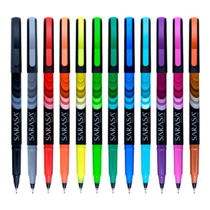 [4008-46] Marcador Zebra Sarasa Porous Punto Fino 0.8mm Colores Surtidos Estuche C/12 Pzas