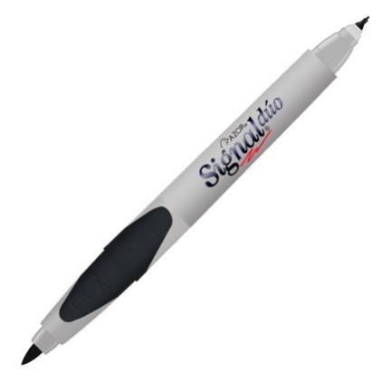 [3300NE] Marcador Permanente Signal Dúo Punta Fina/Ultrafina Color Negro C/12 Pzas