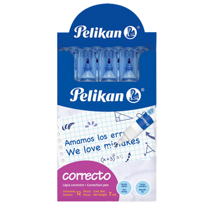 [1580000] Corrector Pelikan Correcto Tipo Pluma 7ml C/12 Pzas