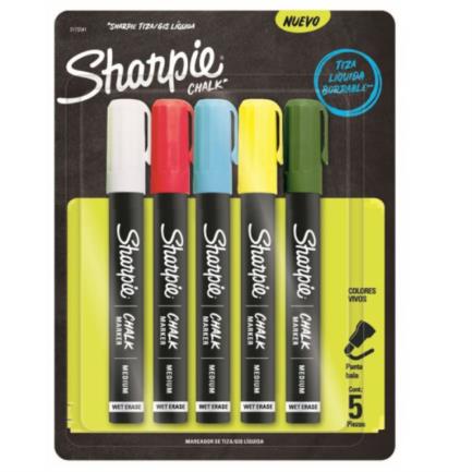 [2175541] Marcador Sharpie Chalk para Vidrio C/5 Pzas