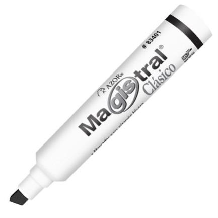 [83401] Marcador Magistral Clásico Plástico Pizarrón Blanco Color Negro C/12 Pzas