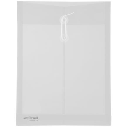 [SBC.] Sobre Barrilito Plástico con Hilo Carta Vertical Color Transparente Paq C/12 Pzas