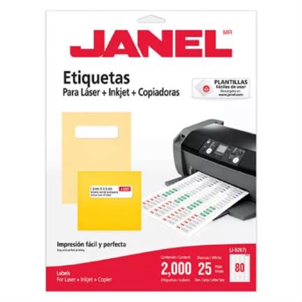 [1095267101] Etiquetas Adhesivas Janel Láser J-5267 1.3x4.5cm C/8000