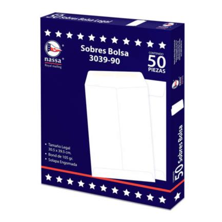 [IA0300] Sobre Bolsa Nassa Bond Blanco 3039 Ministro 30.5cm x 39.5cm Empaque 8-50/400