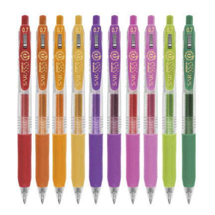 [808STSMDE010] Boligrafo Zebra Sarasa Clip rollerball retractil punto mediano 0.7 tinta gel colores urtidos spring caja c/10