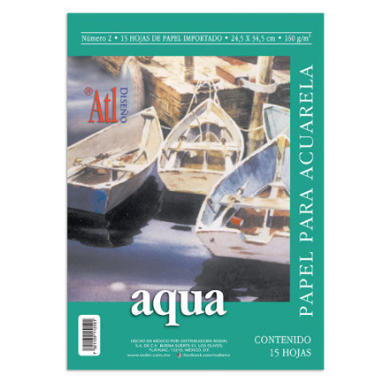 [11615] Papel para Técnica Acuarela Rodin Block Aqua #2 24.5x34.5cm 15pzas