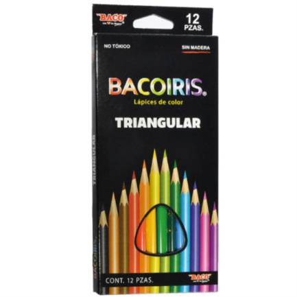 [7501174965926] LAPICES DE COLORES BACOIRIS TRIANGULAR PLEG. C/12 LARGO