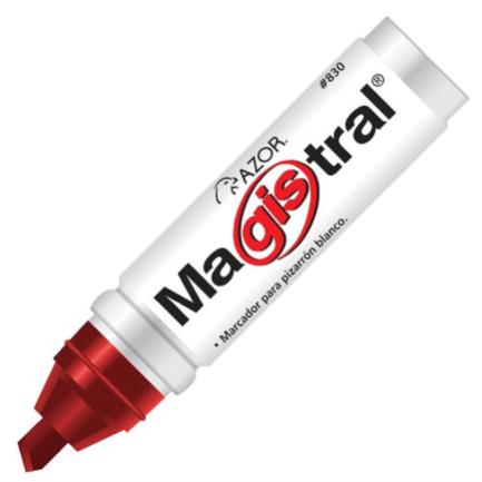 [830-12RO] Marcador Magistral Aluminio Pizarrón Blanco Color Rojo C/12 Pzas