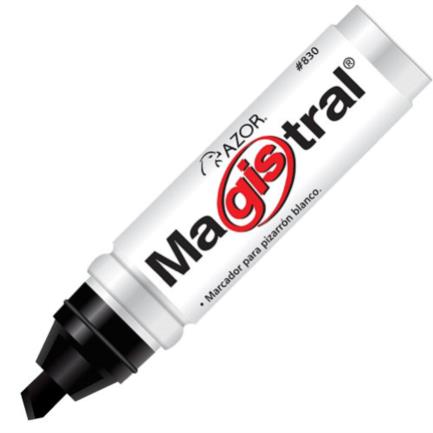 [830-12NE] Marcador Magistral Aluminio Pizarrón Blanco Color Negro C/12 Pzas