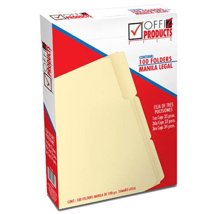 [PY1095] FOLDER OFFIZ MANILA LEGAL 3 POCISIONES C/100