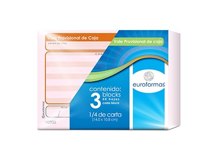 [ER0100] VALE EUROFORMAS PROVISIONAL DE CAJA 1/4 C/50 C/3 BLOCKS