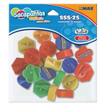[SSS-25] SACAPUNTAS PLASTICO MAE FIGURAS SURTIDAS C/25 PIEZAS