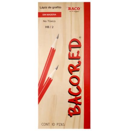 [LP016] Lápiz Baco Bacored Hexagonal Gráfito HB-2 Color Rojo C/10 Pzas