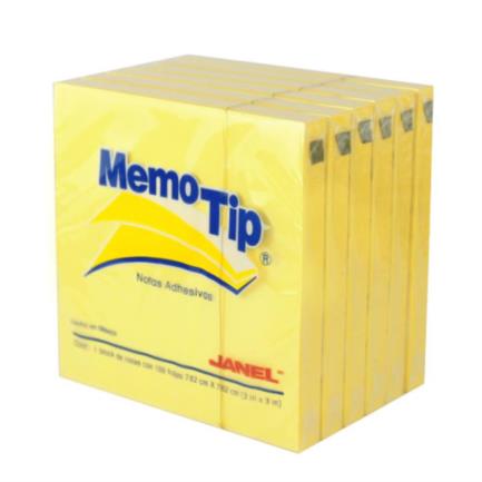 [6560303204] Notas Adhesivas Janel Memo Tip Cubo 3x3" Block de 400 Hojas Color Amarillo