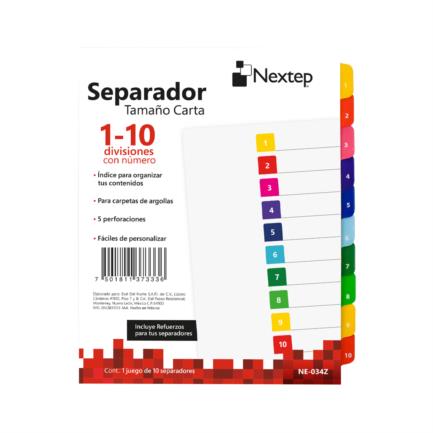[NE-034Z] Separador Nextep Economico 10 Divisiones con Numero