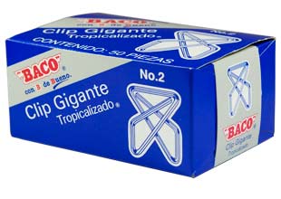 [CL018] Clip Baco Gigante #2 Zincado Caja c/50 Clips