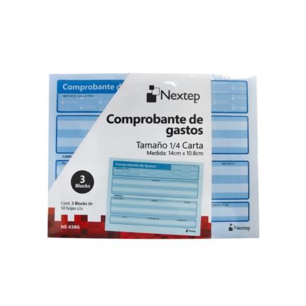 [NE-038G] Comprobante de Gastos Nextep 1/4 Carta 3 Blocks C/50 CU