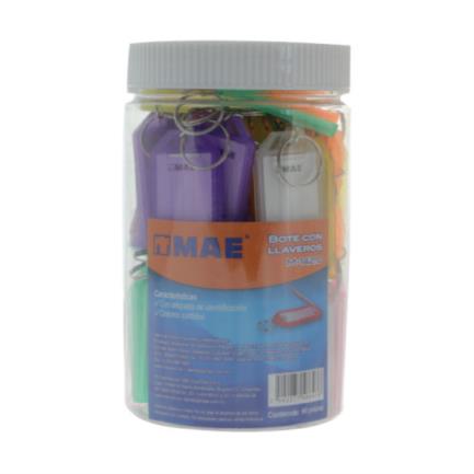 [M-142.0] Bote Mae con 60 Llaveros Colores Surtidos